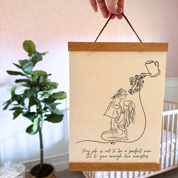 SUFFISAMMENT- ENOUGH Other - Minimalist Mother & Girl Art Print | Enough Love Wall Art | New Mom Gift